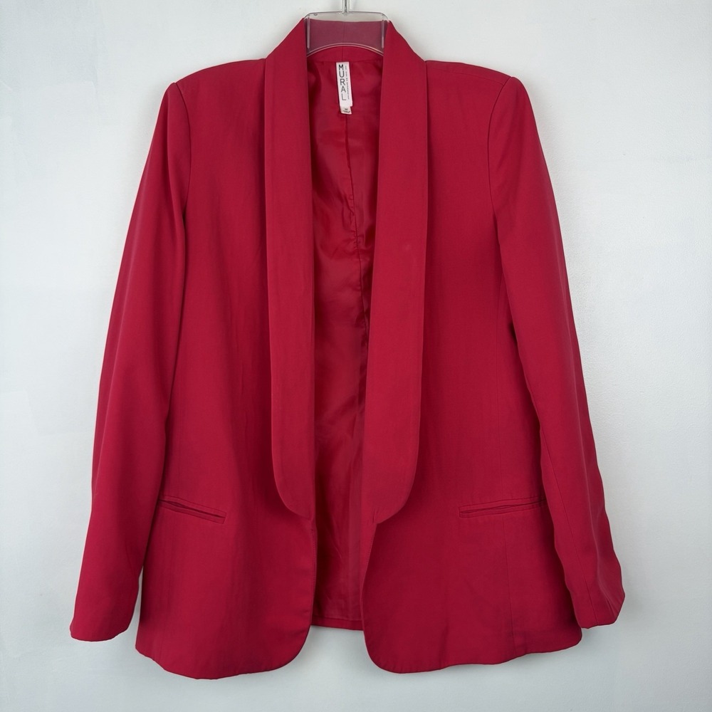 Mural Tuxedo Style Blazer Womens Medium Jacket Red Professional Career